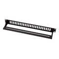 Fiber Optic Panel for 24× SC-Duplex or LC-Quad adapter, black