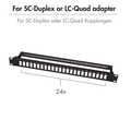 Fiber Optic Panel for 24× SC-Duplex or LC-Quad adapter, black